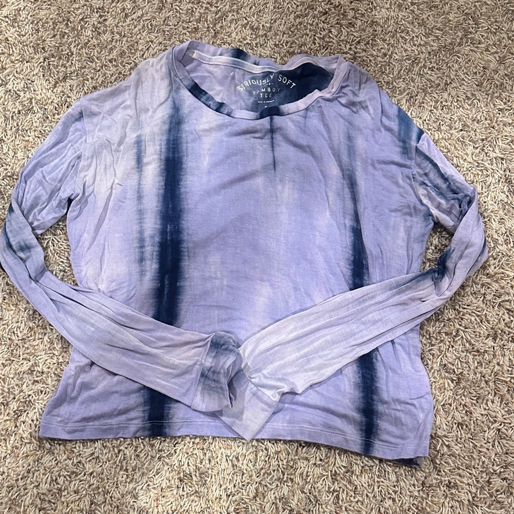 Aeropostale Women's Blue and Purple Long Sleeve Tee